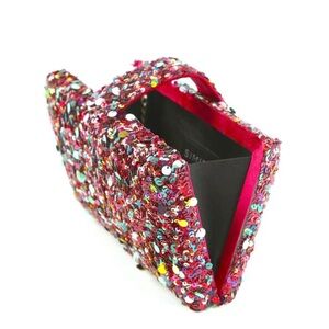 SIMITRI Sangria sequin clutch